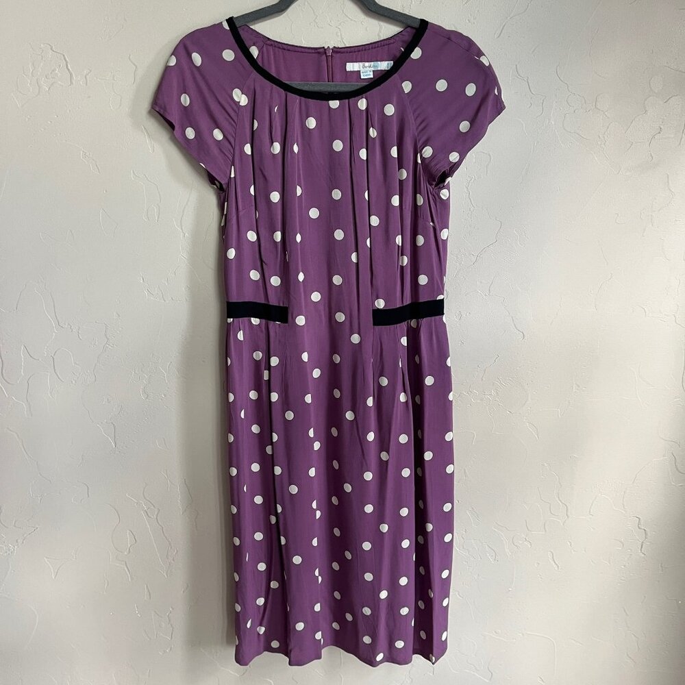 Boden Lavendar Polka Dot Lined Dress